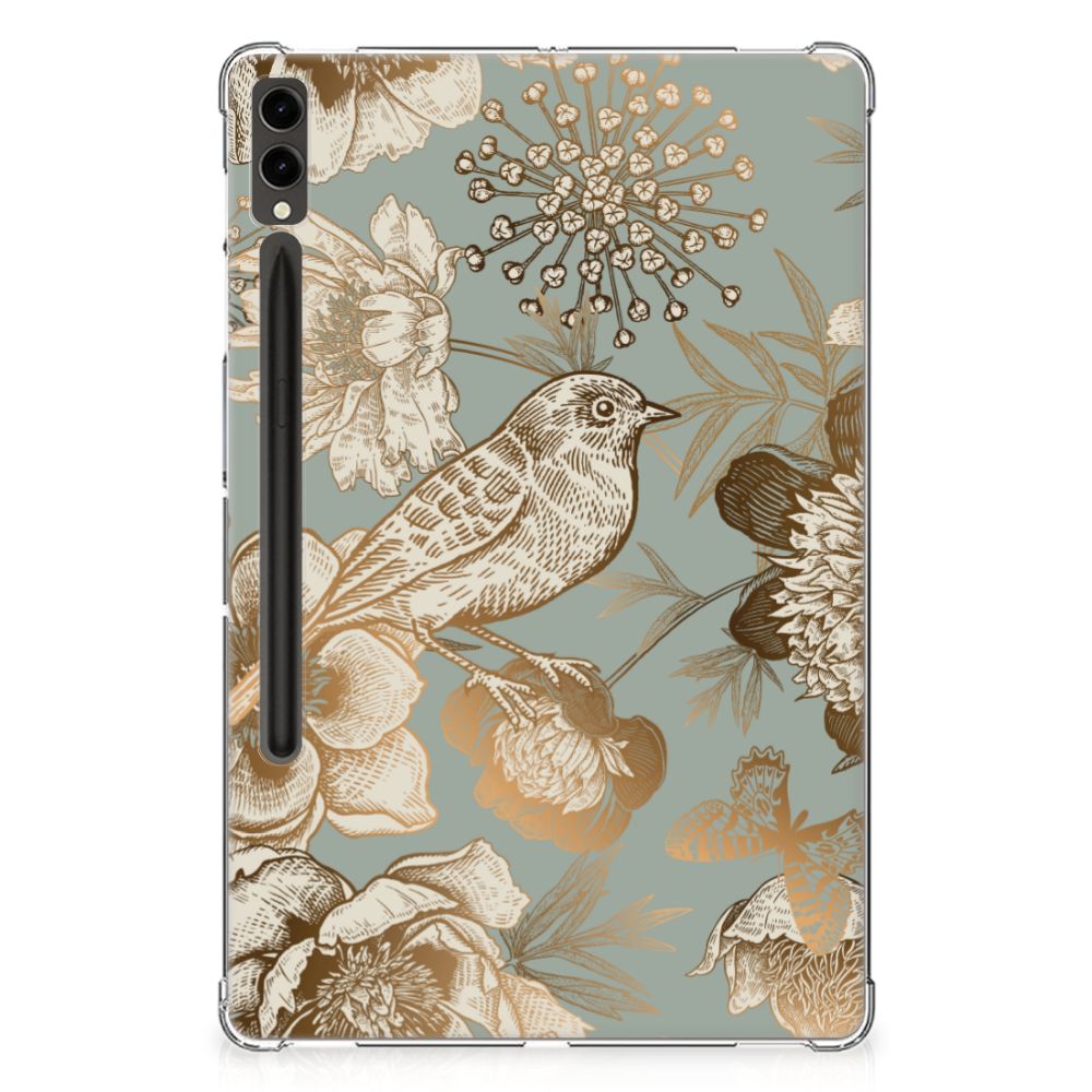 Siliconen Hoesje voor Samsung Galaxy Tab S9 Plus Vintage Bird Flowers
