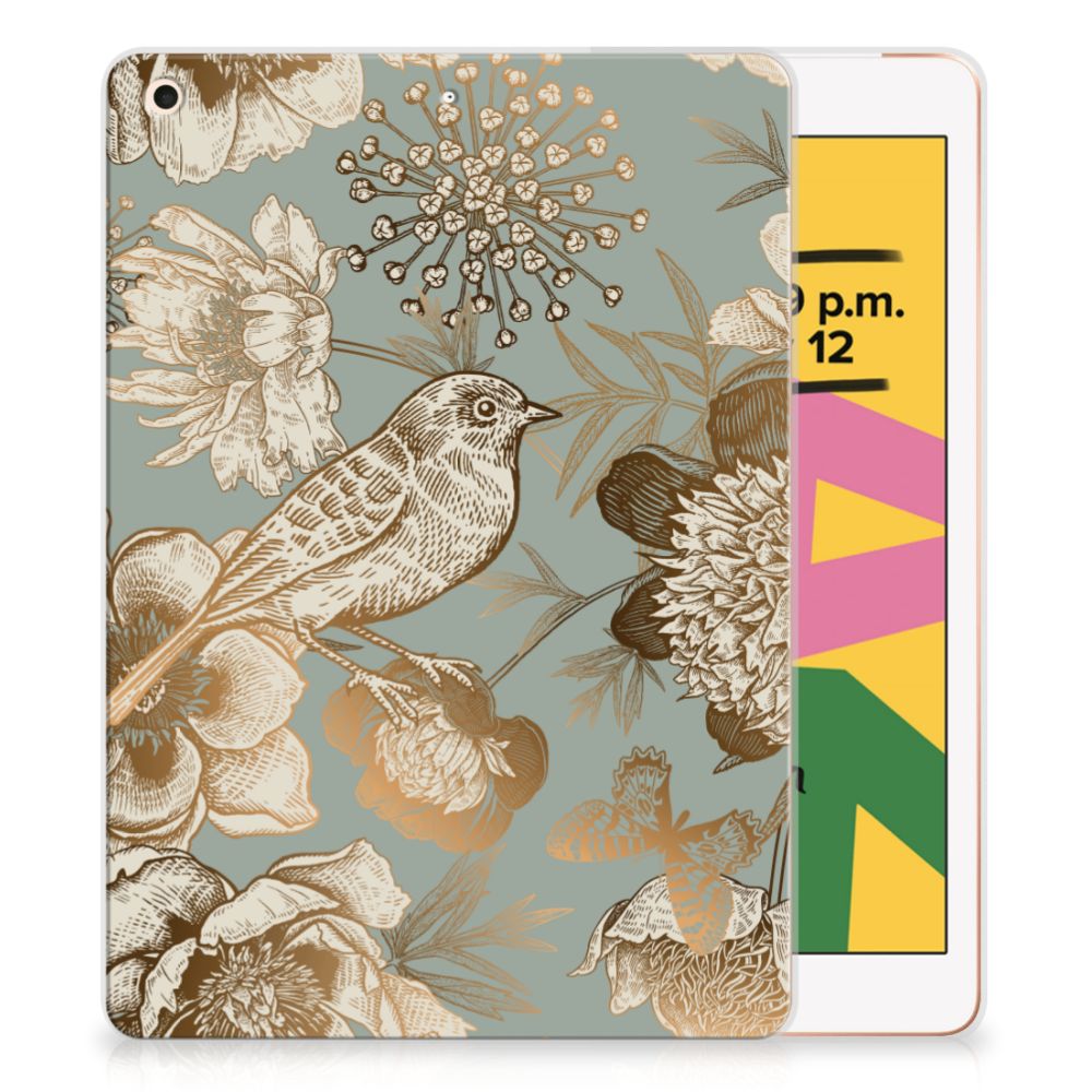 Siliconen Hoesje voor Apple iPad 10.2 | iPad 10.2 (2020) | 10.2 (2021) Vintage Bird Flowers