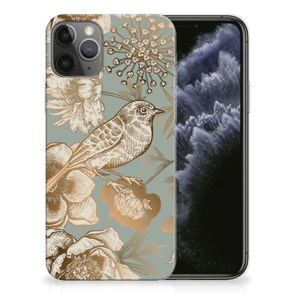 TPU Case voor Apple iPhone 11 Pro Vintage Bird Flowers