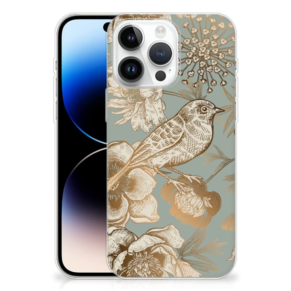 TPU Case voor iPhone 14 Pro Max Vintage Bird Flowers