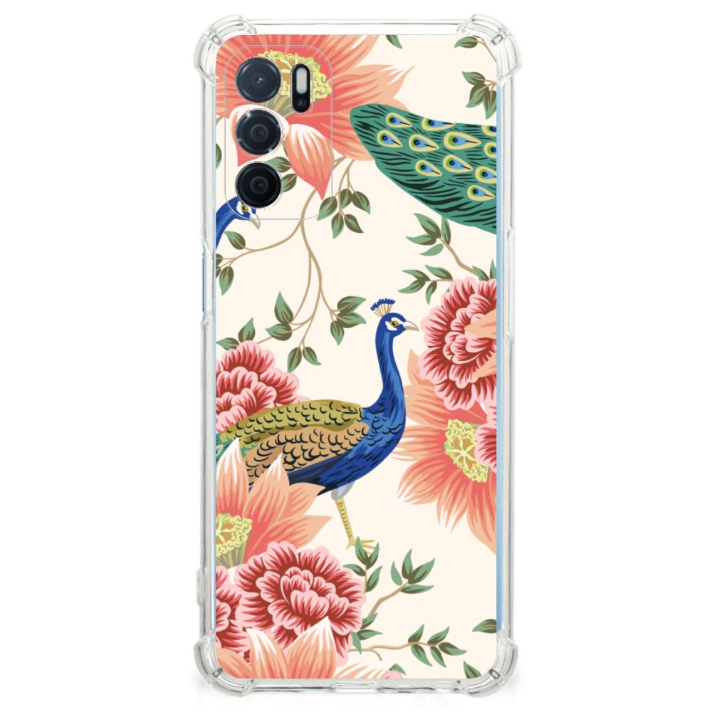 Case Anti-shock voor OPPO A16 | A16s | A54s Pink Peacock