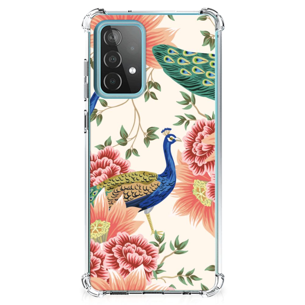 Case Anti-shock voor Samsung Galaxy A52 4G/5G Pink Peacock