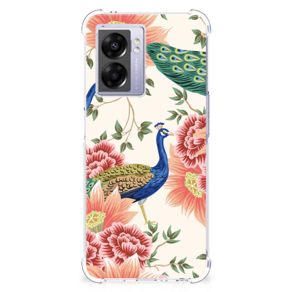 Case Anti-shock voor OPPO A77 5G | A57 5G Pink Peacock