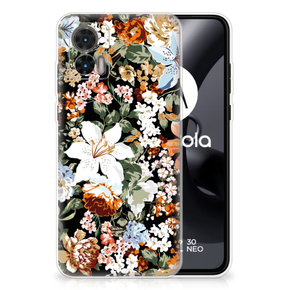 TPU Case voor Motorola Edge 30 Neo Dark Flowers