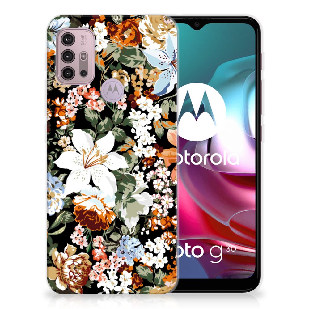 TPU Case voor Motorola Moto G30 | G10 Dark Flowers