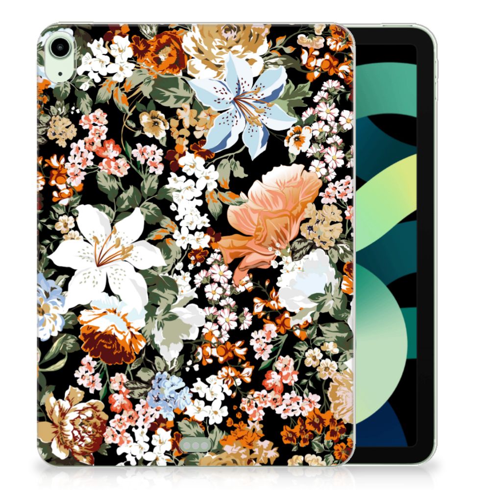 Siliconen Hoesje voor iPad Air (2020/2022) 10.9 inch Dark Flowers