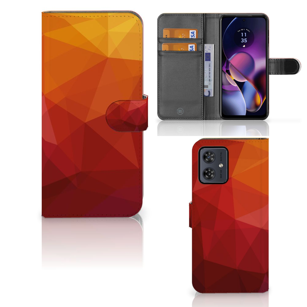 Book Case voor Motorola Moto G54 Polygon Red