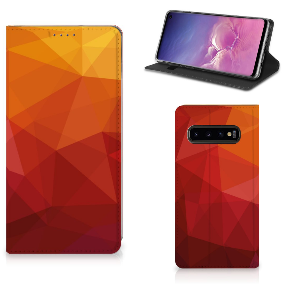 Stand Case voor Samsung Galaxy S10 Polygon Red
