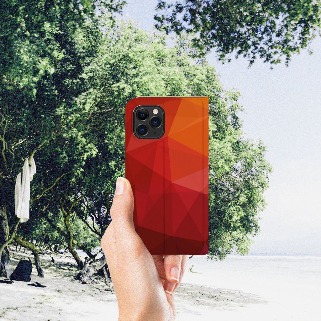 Stand Case voor Apple iPhone 11 Pro Polygon Red