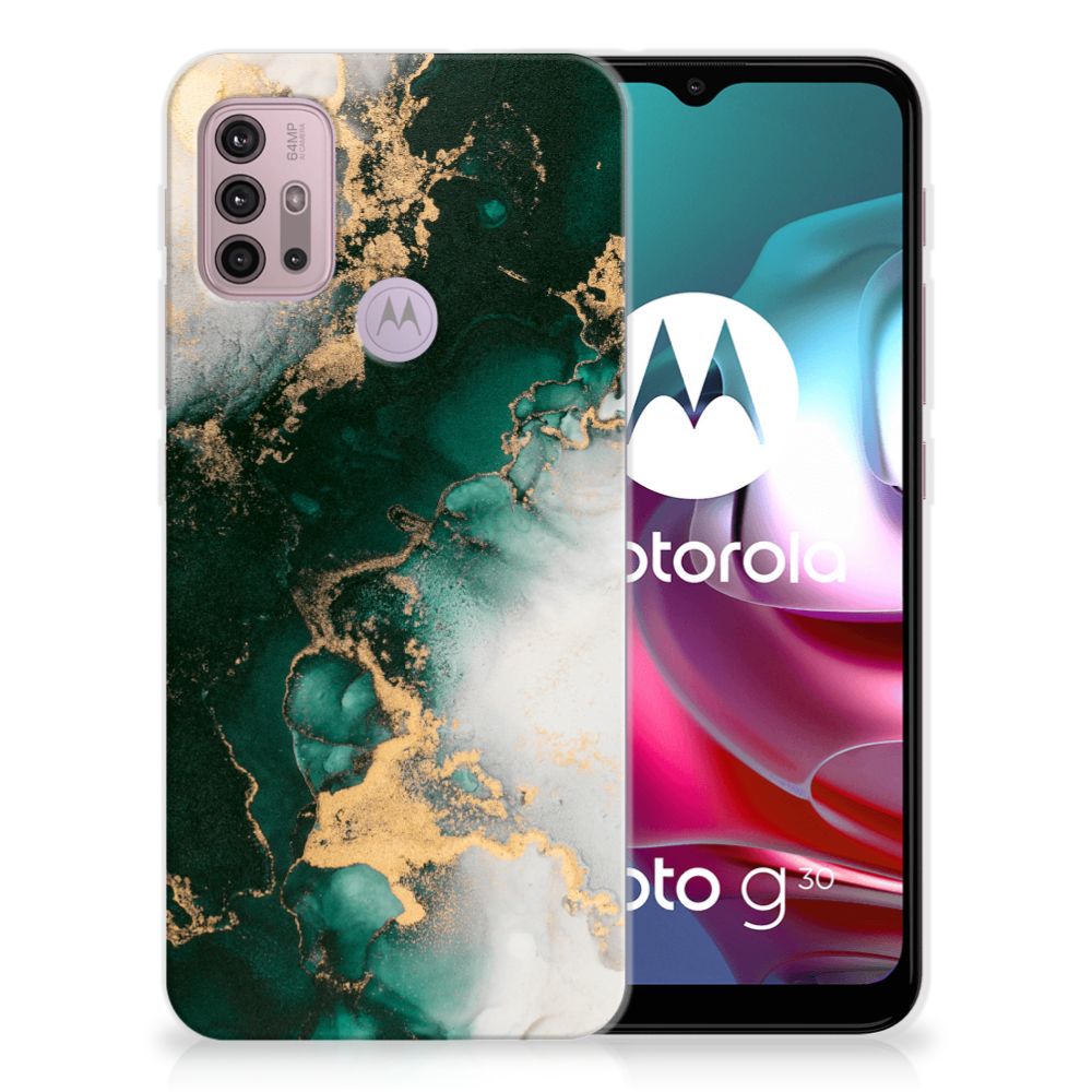TPU Siliconen Hoesje voor Motorola Moto G30 | G10 Marmer Groen