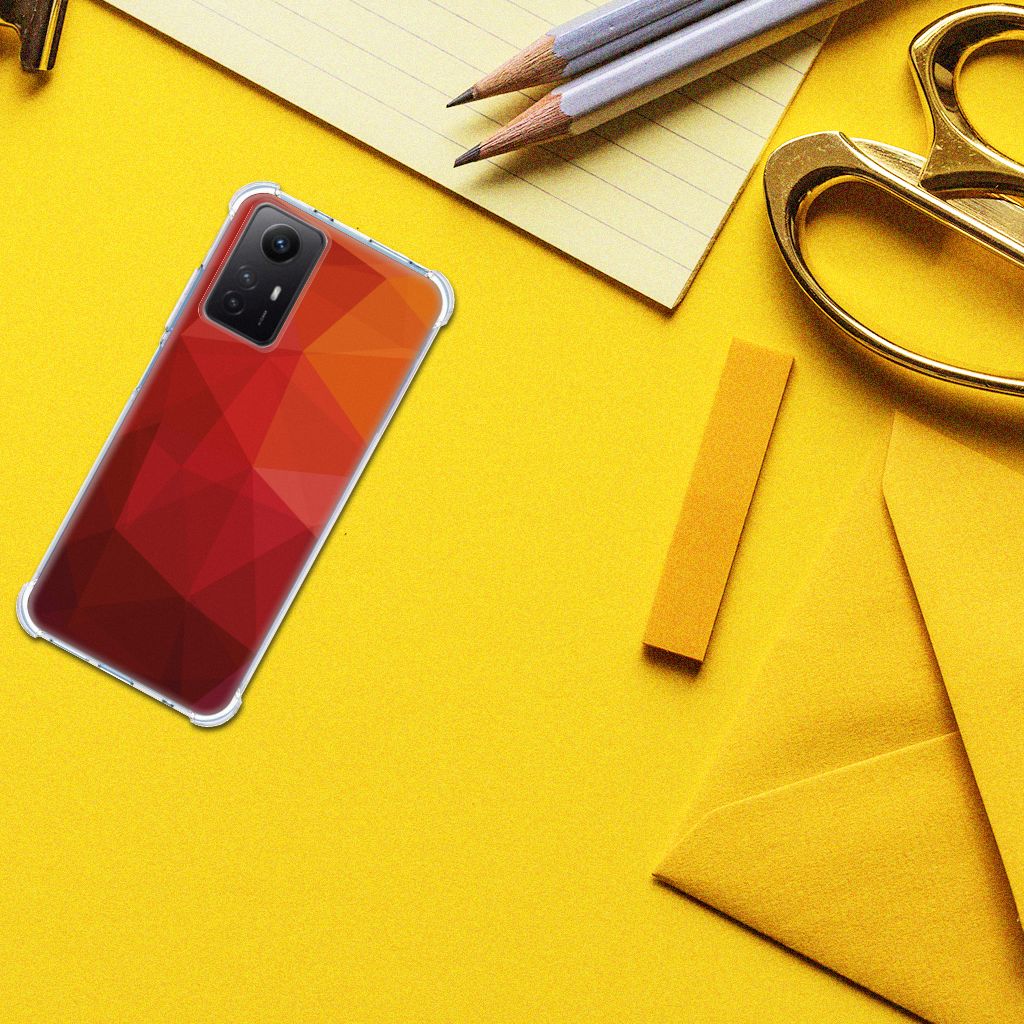 Shockproof Case voor Xiaomi Redmi Note 12s Polygon Red