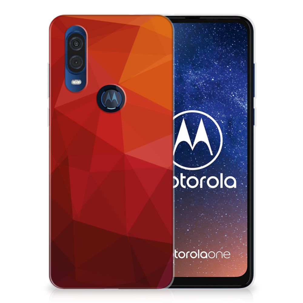 TPU Hoesje voor Motorola One Vision Polygon Red