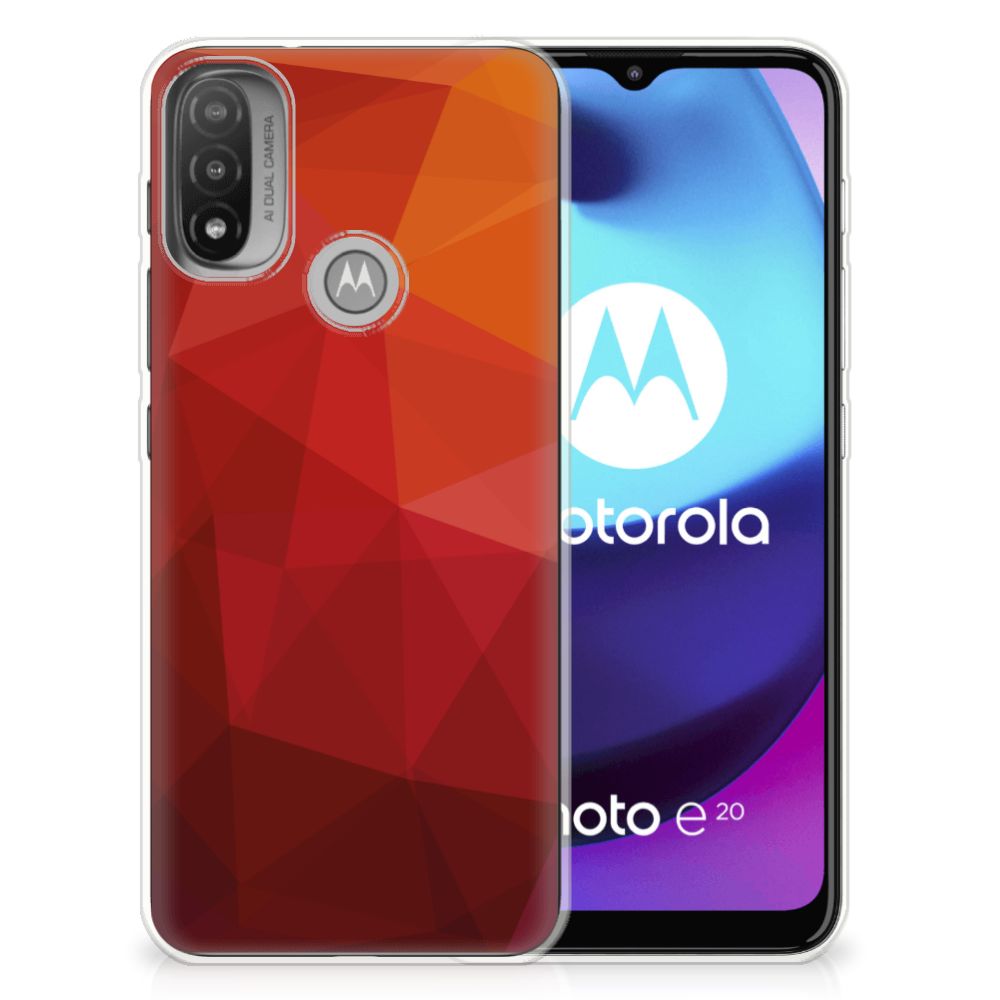 TPU Hoesje voor Motorola Moto E20 | E40 Polygon Red