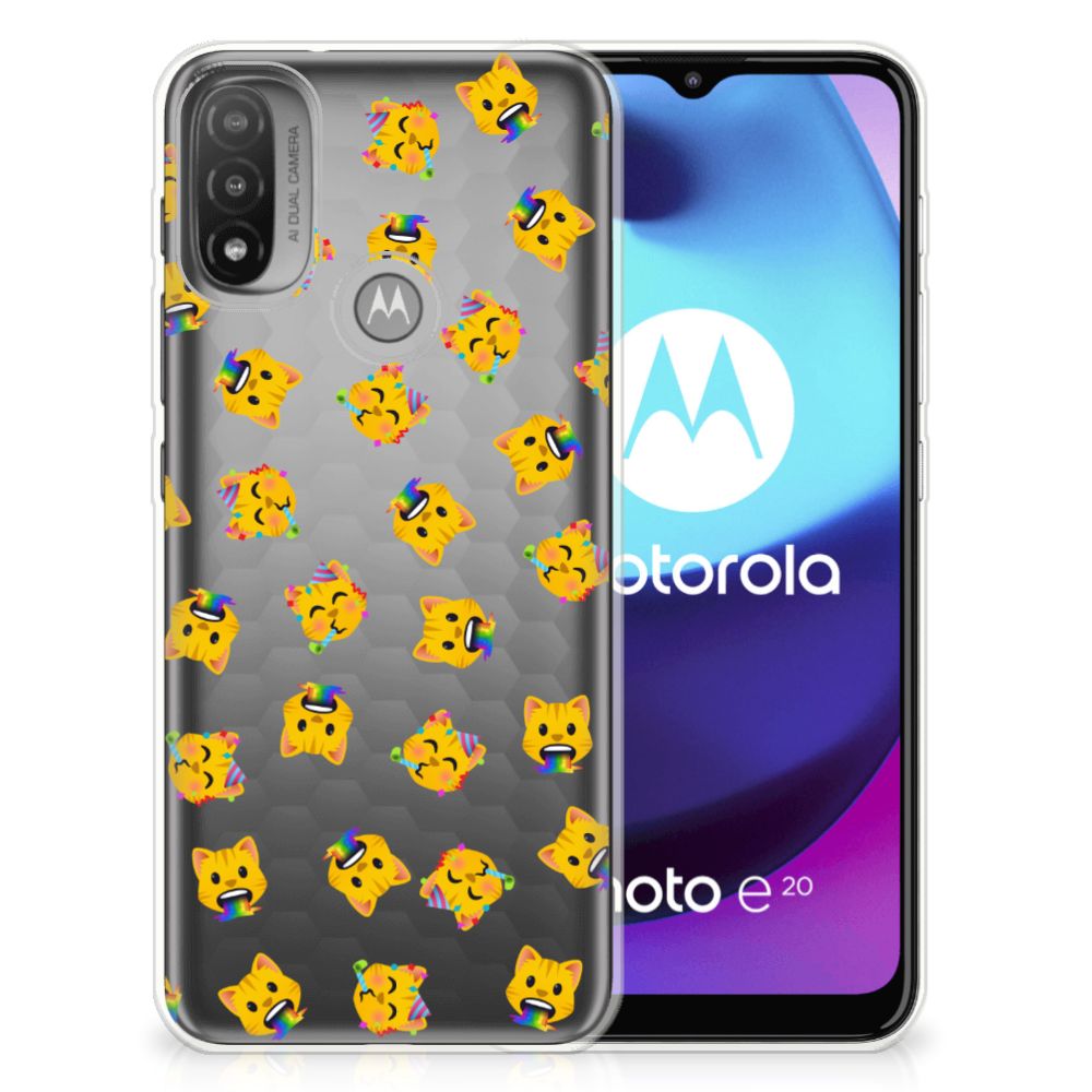 TPU bumper voor Motorola Moto E20 | E40 Katten Emojis