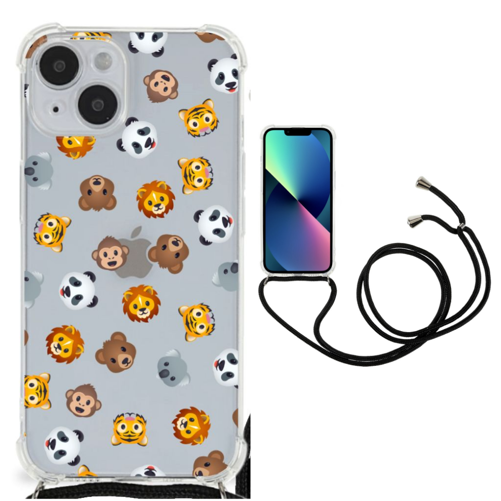 Doorzichtige Silicone Hoesje voor iPhone 14 Dieren Emojis