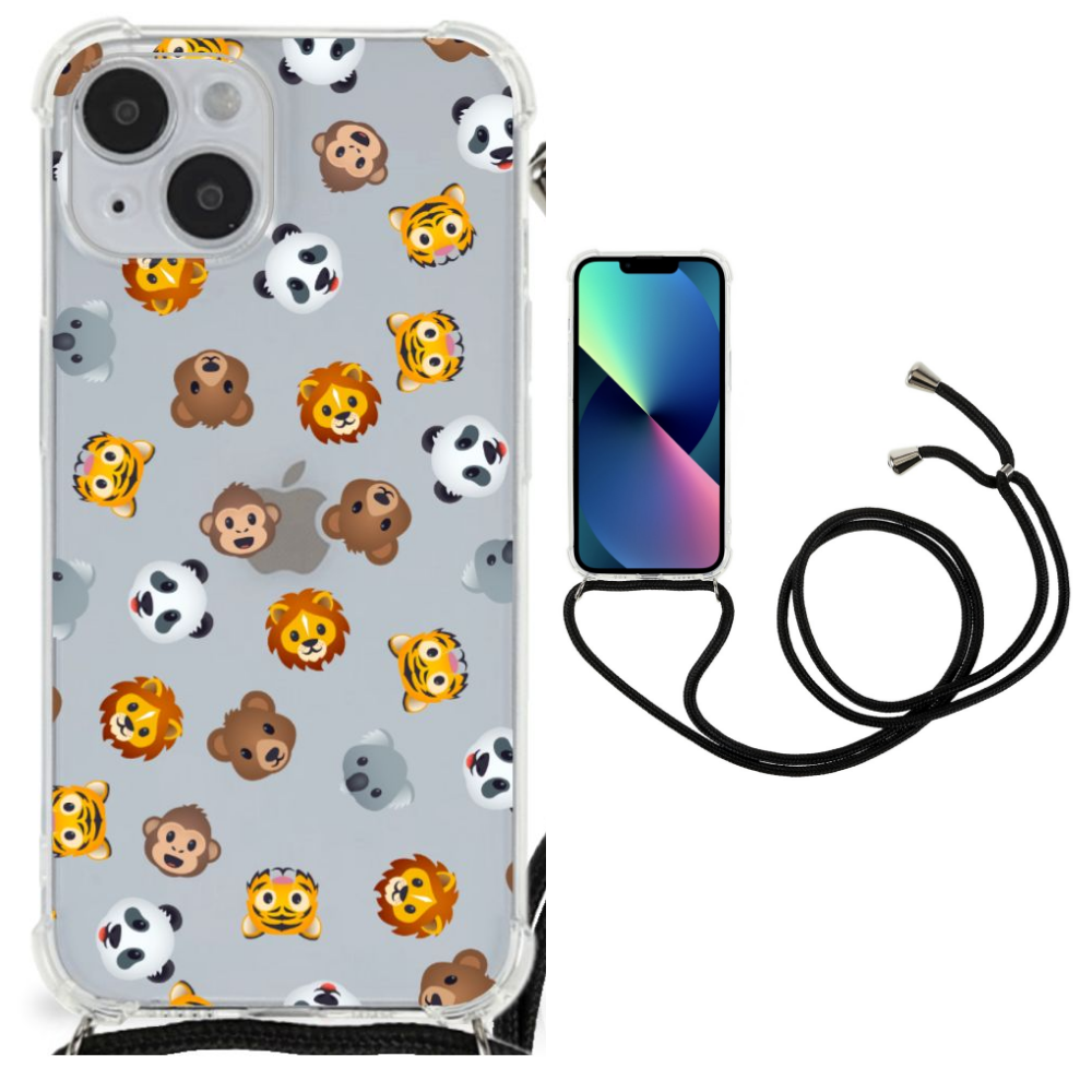 Doorzichtige Silicone Hoesje voor iPhone 14 Plus Dieren Emojis