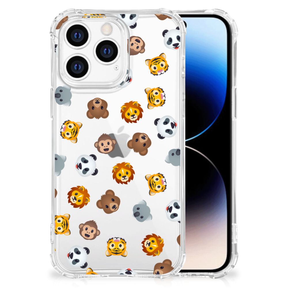 Doorzichtige Silicone Hoesje voor iPhone 14 Pro Dieren Emojis