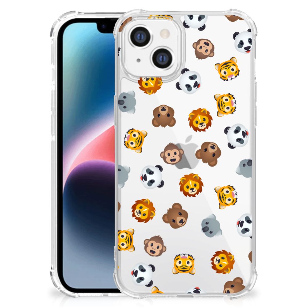 Doorzichtige Silicone Hoesje voor Apple iPhone 14 Plus Dieren Emojis
