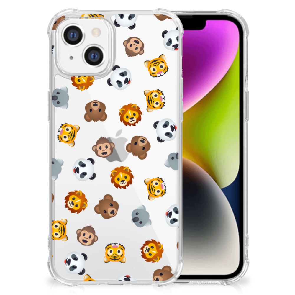 Doorzichtige Silicone Hoesje voor iPhone 14 Dieren Emojis
