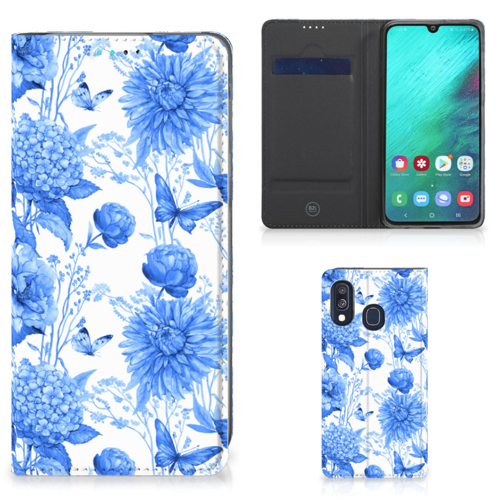 Smart Cover voor Samsung Galaxy A40 Flowers Blue
