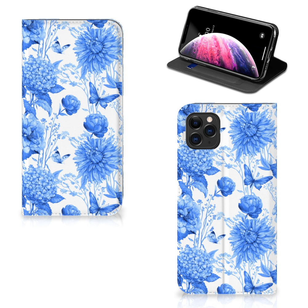 Smart Cover voor Apple iPhone 11 Pro Max Flowers Blue