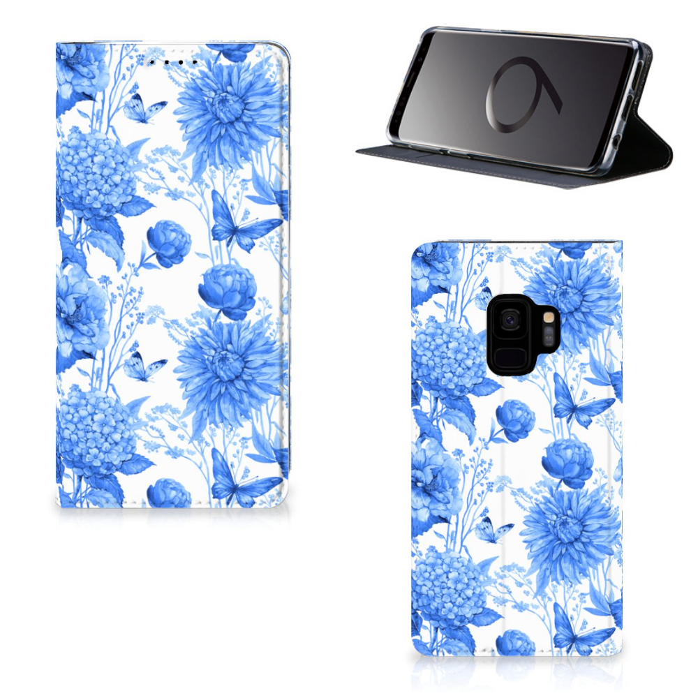 Smart Cover voor Samsung Galaxy S9 Flowers Blue