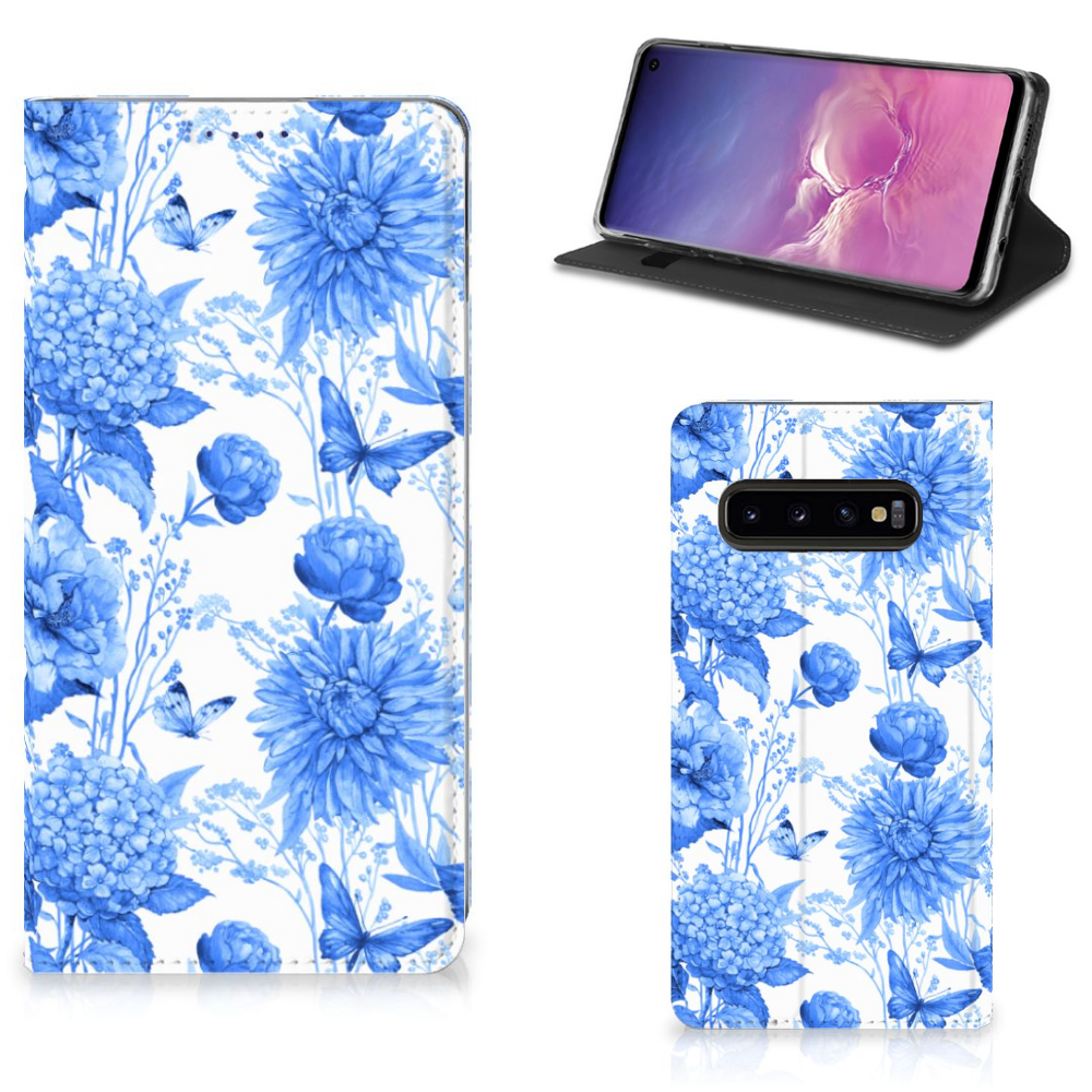 Smart Cover voor Samsung Galaxy S10 Flowers Blue