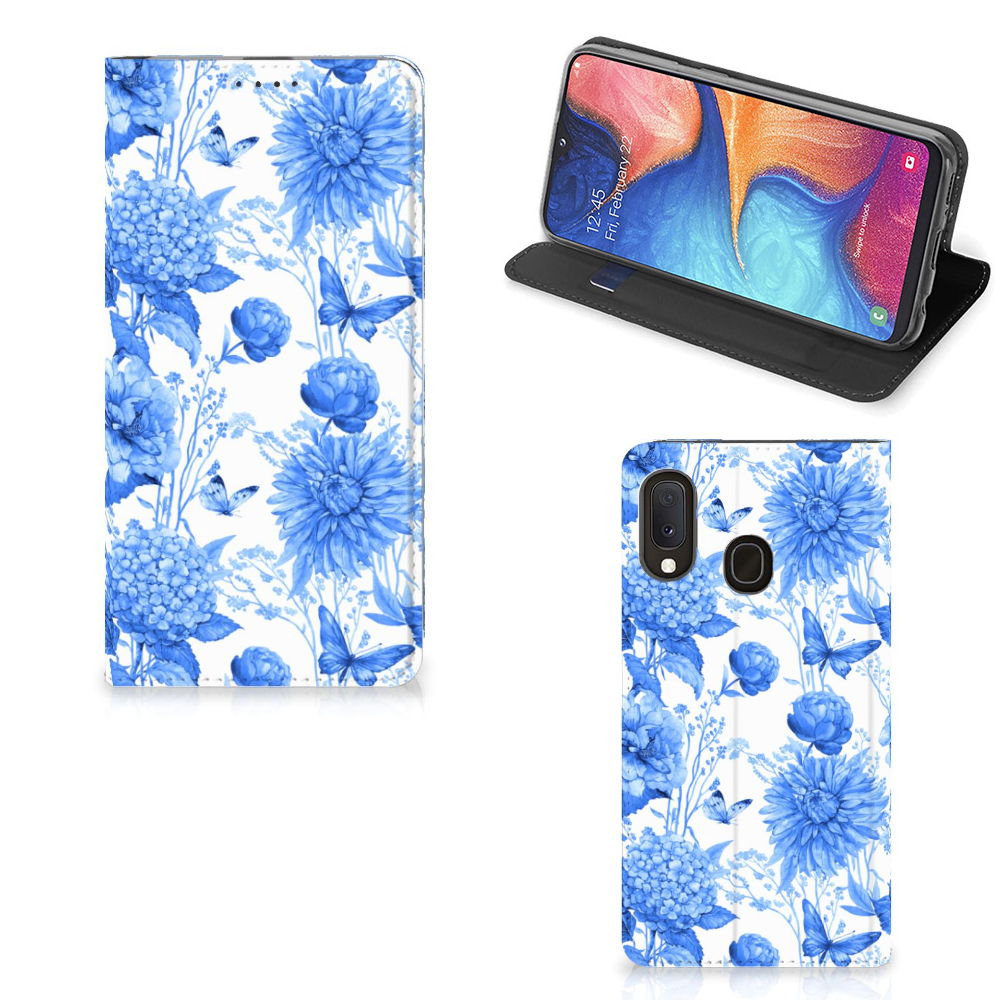 Smart Cover voor Samsung Galaxy A20e Flowers Blue