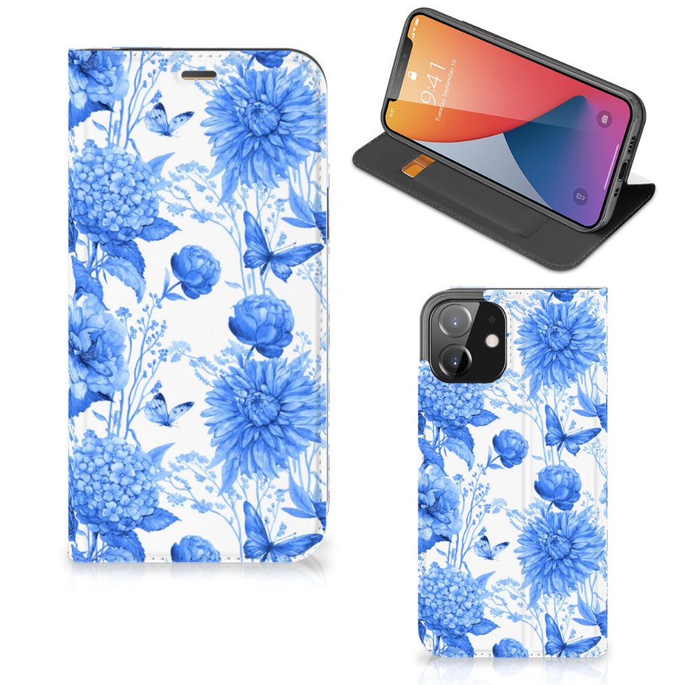 Smart Cover voor iPhone 12 | iPhone 12 Pro Flowers Blue