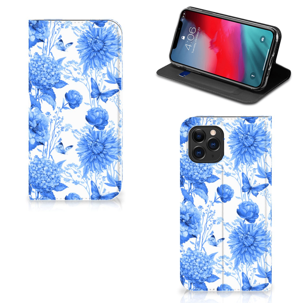 Smart Cover voor Apple iPhone 11 Pro Flowers Blue