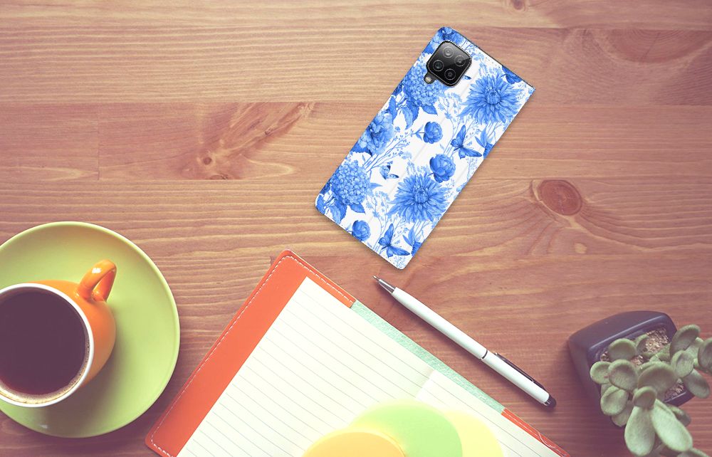 Smart Cover voor Samsung Galaxy A12 Flowers Blue