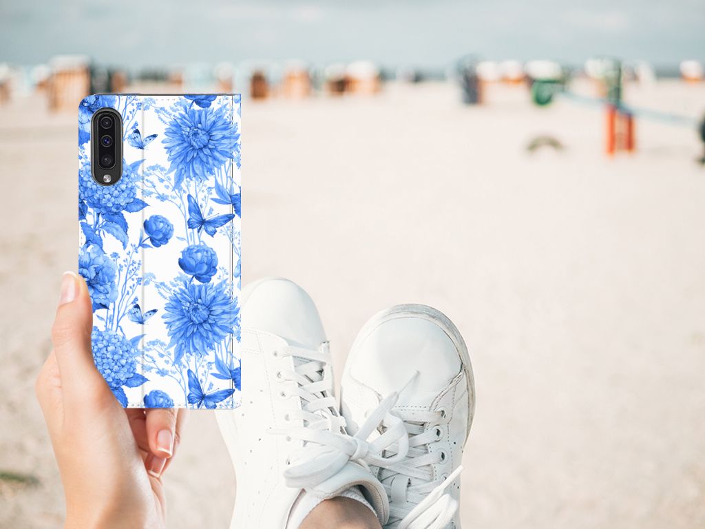 Smart Cover voor Samsung Galaxy A50 Flowers Blue