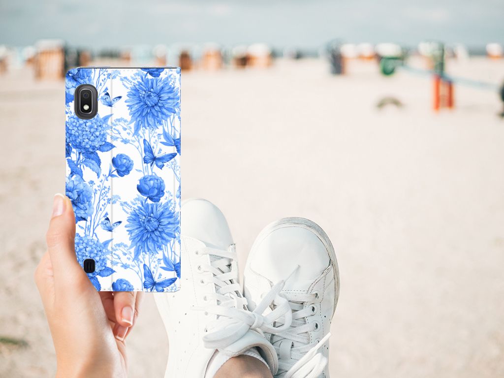 Smart Cover voor Samsung Galaxy A10 Flowers Blue