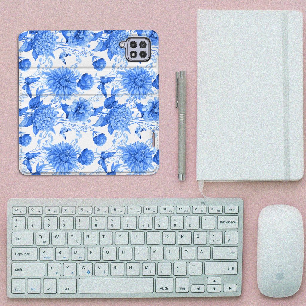 Smart Cover voor Samsung Galaxy A22 4G | M22 Flowers Blue