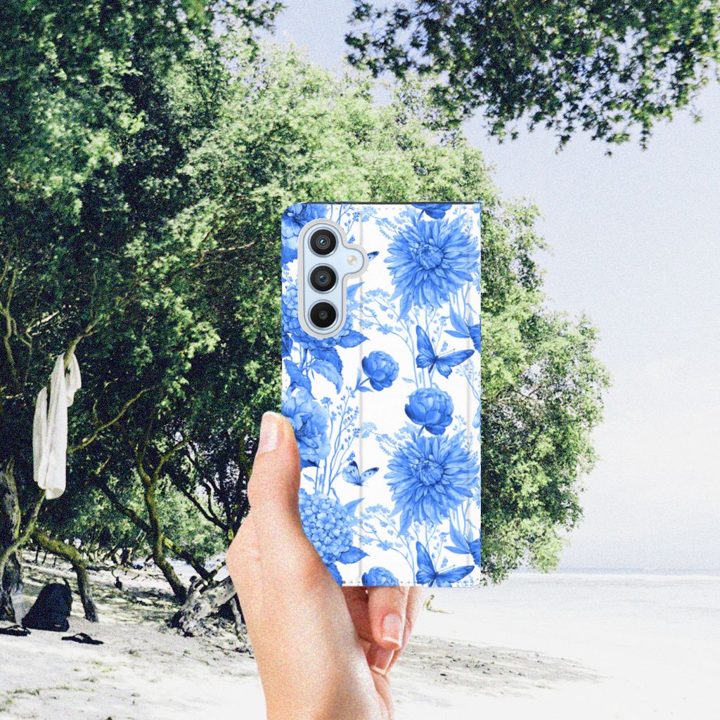 Smart Cover voor Samsung Galaxy A54 Flowers Blue