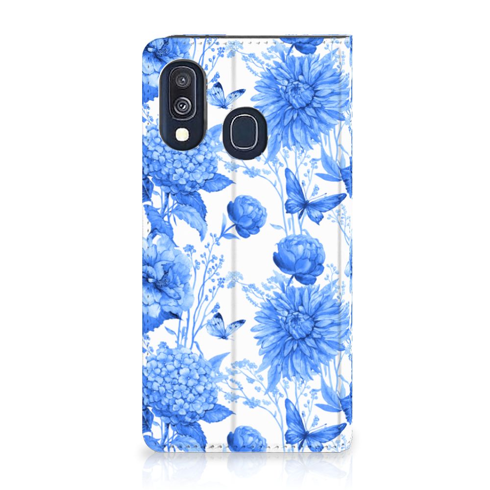 Smart Cover voor Samsung Galaxy A40 Flowers Blue