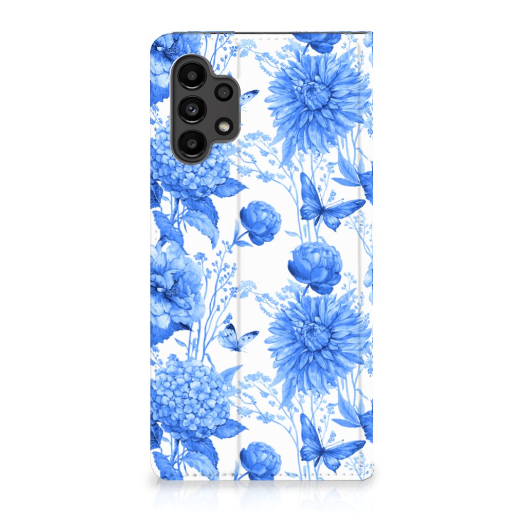 Smart Cover voor Samsung Galaxy A13 (4G) Flowers Blue