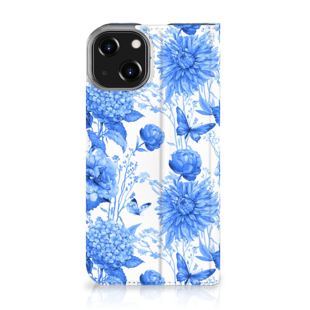 Smart Cover voor iPhone 14 Flowers Blue