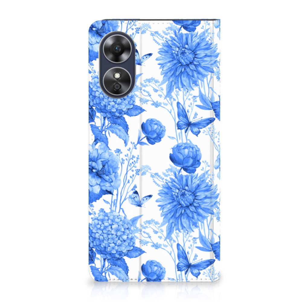 Smart Cover voor OPPO A17 Flowers Blue