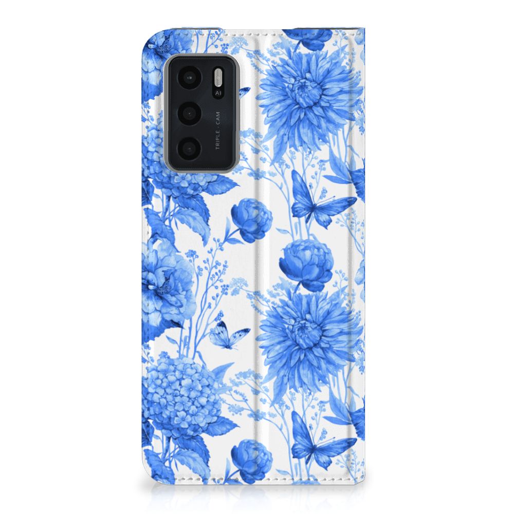 Smart Cover voor OPPO A54s | A16 | A16s Flowers Blue