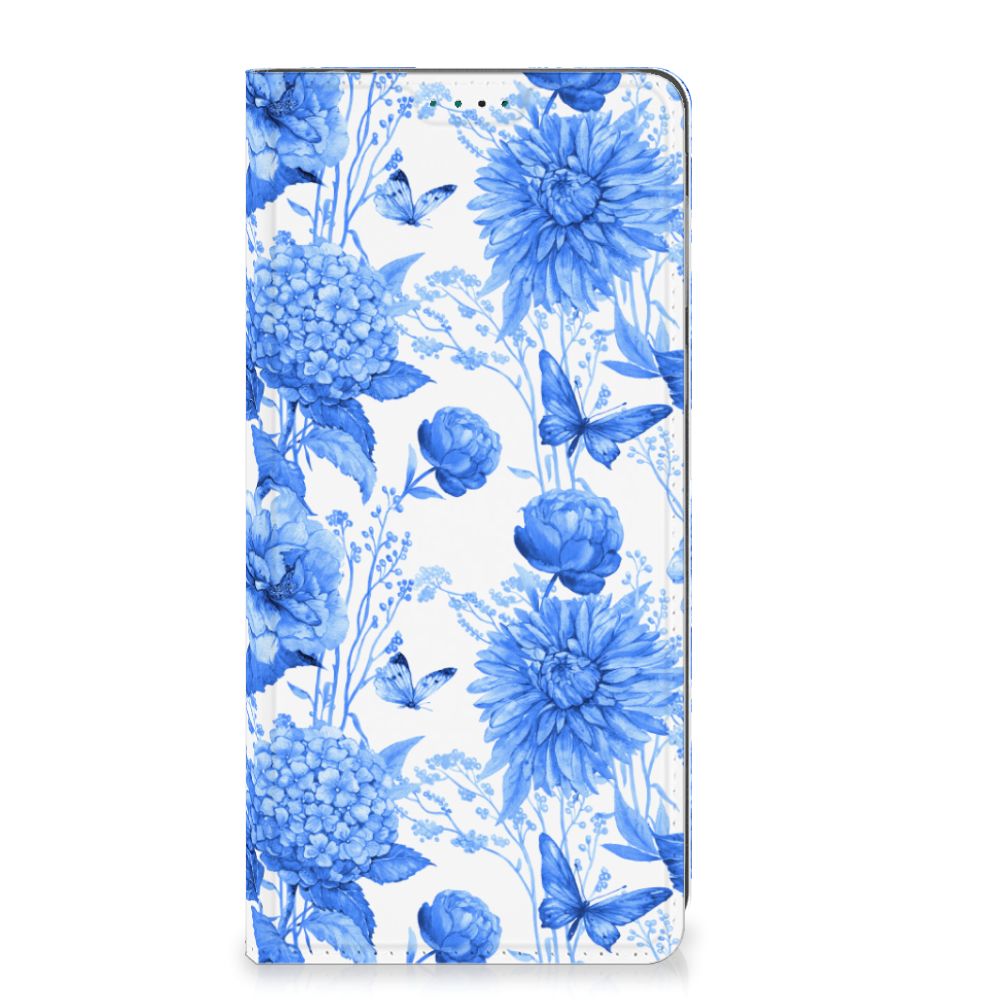 Smart Cover voor Motorola Moto E13 4G Flowers Blue