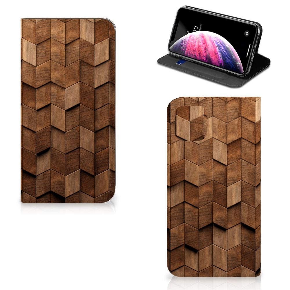 Book Wallet Case voor Apple iPhone 11 Pro Max Wooden Cubes