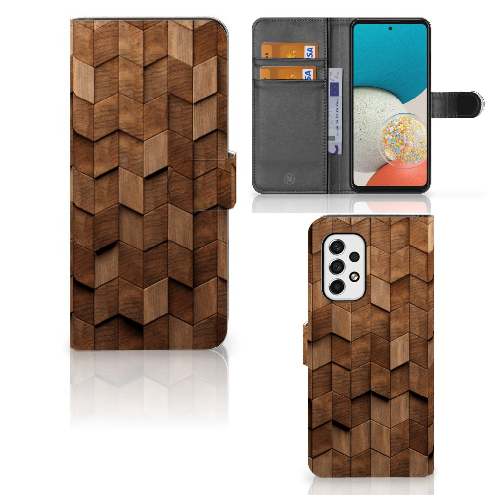 Book Style Case voor Samsung Galaxy A53 Wooden Cubes