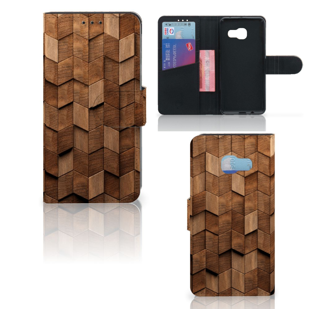 Book Style Case voor Samsung Galaxy A3 2017 Wooden Cubes