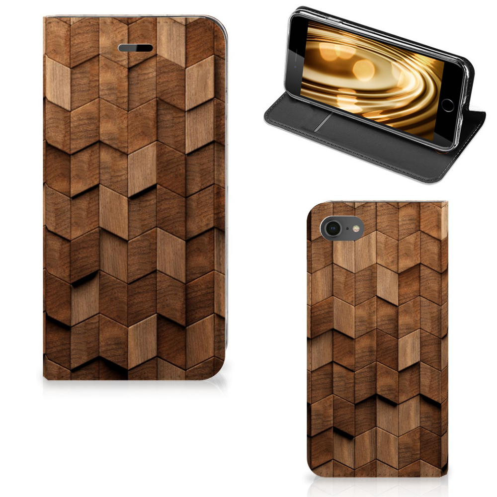 Book Wallet Case voor iPhone 7 | 8 | SE (2020) | SE (2022) Wooden Cubes