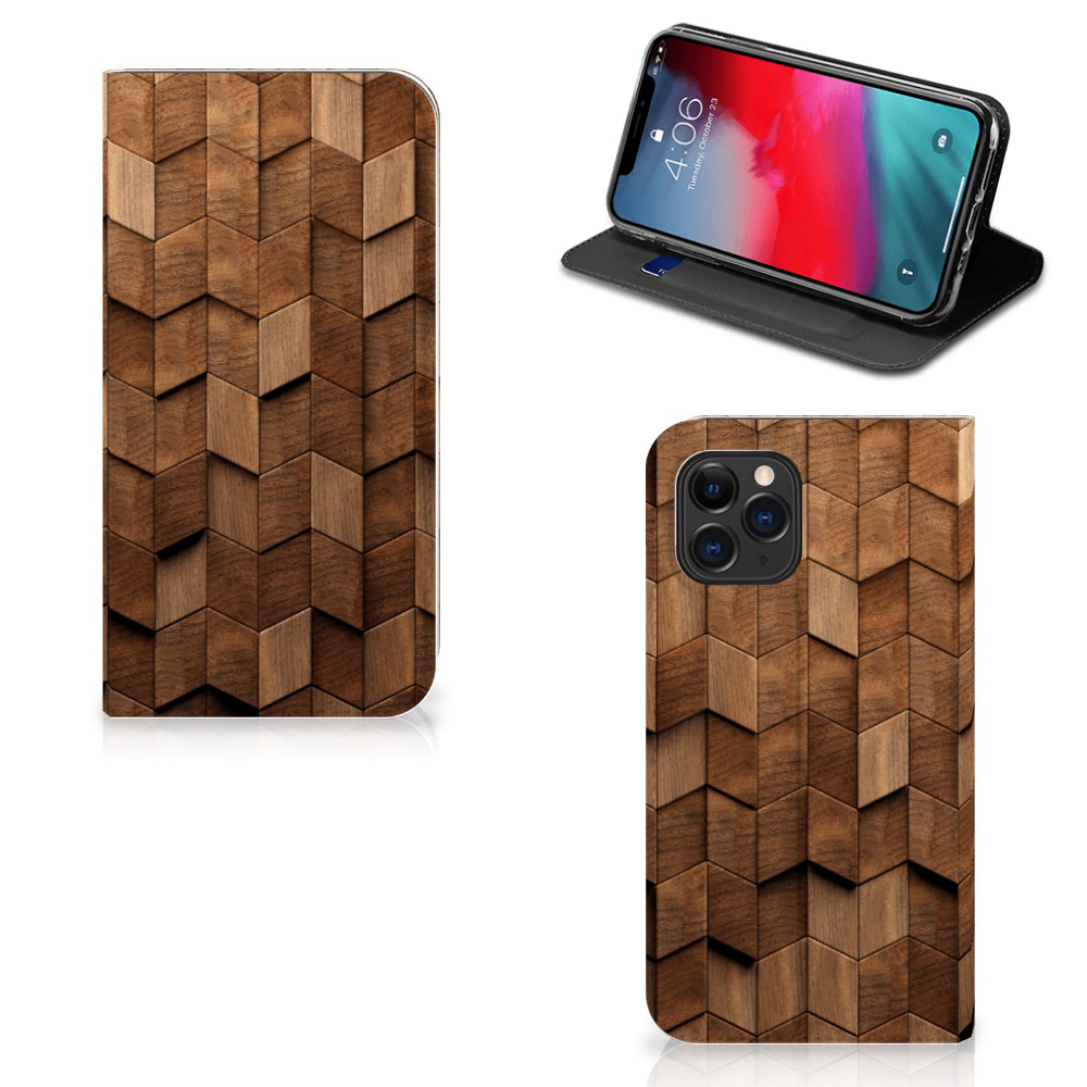 Book Wallet Case voor Apple iPhone 11 Pro Wooden Cubes