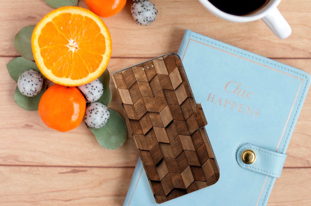 Book Style Case voor Samsung Galaxy A52 Wooden Cubes