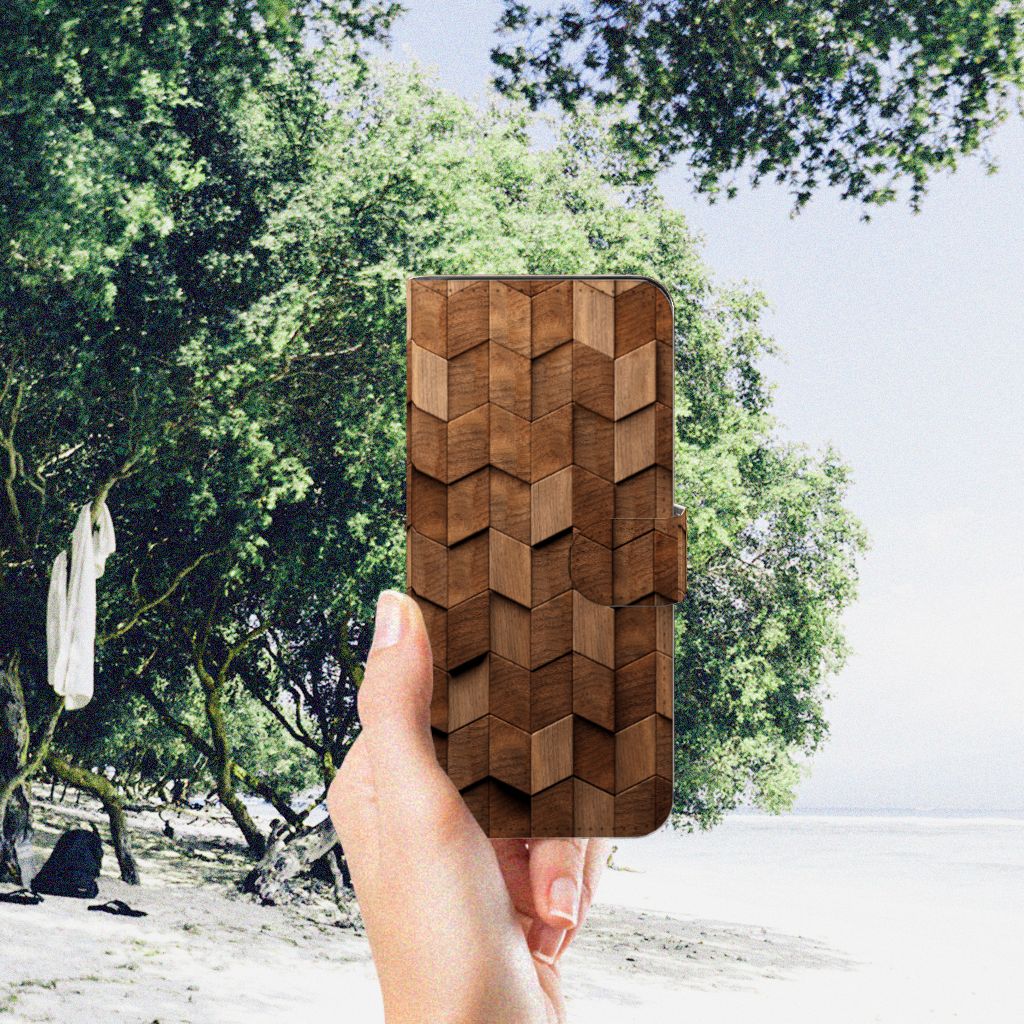 Book Style Case voor Motorola Moto G32 Wooden Cubes