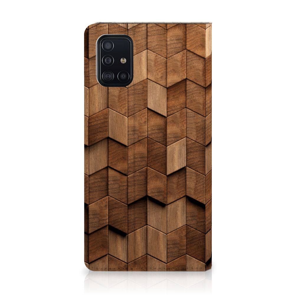 Book Wallet Case voor Samsung Galaxy A51 Wooden Cubes