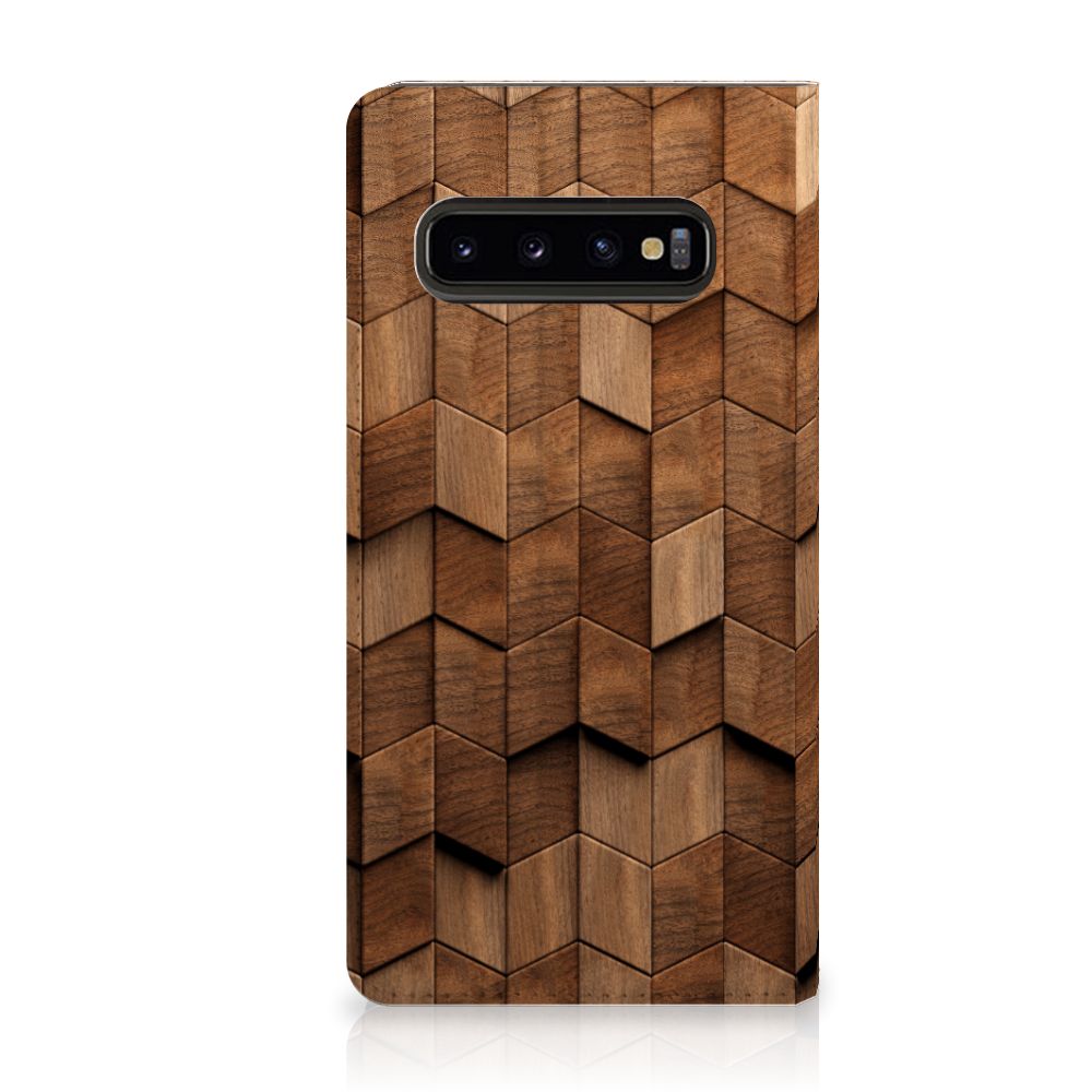 Book Wallet Case voor Samsung Galaxy S10 Wooden Cubes